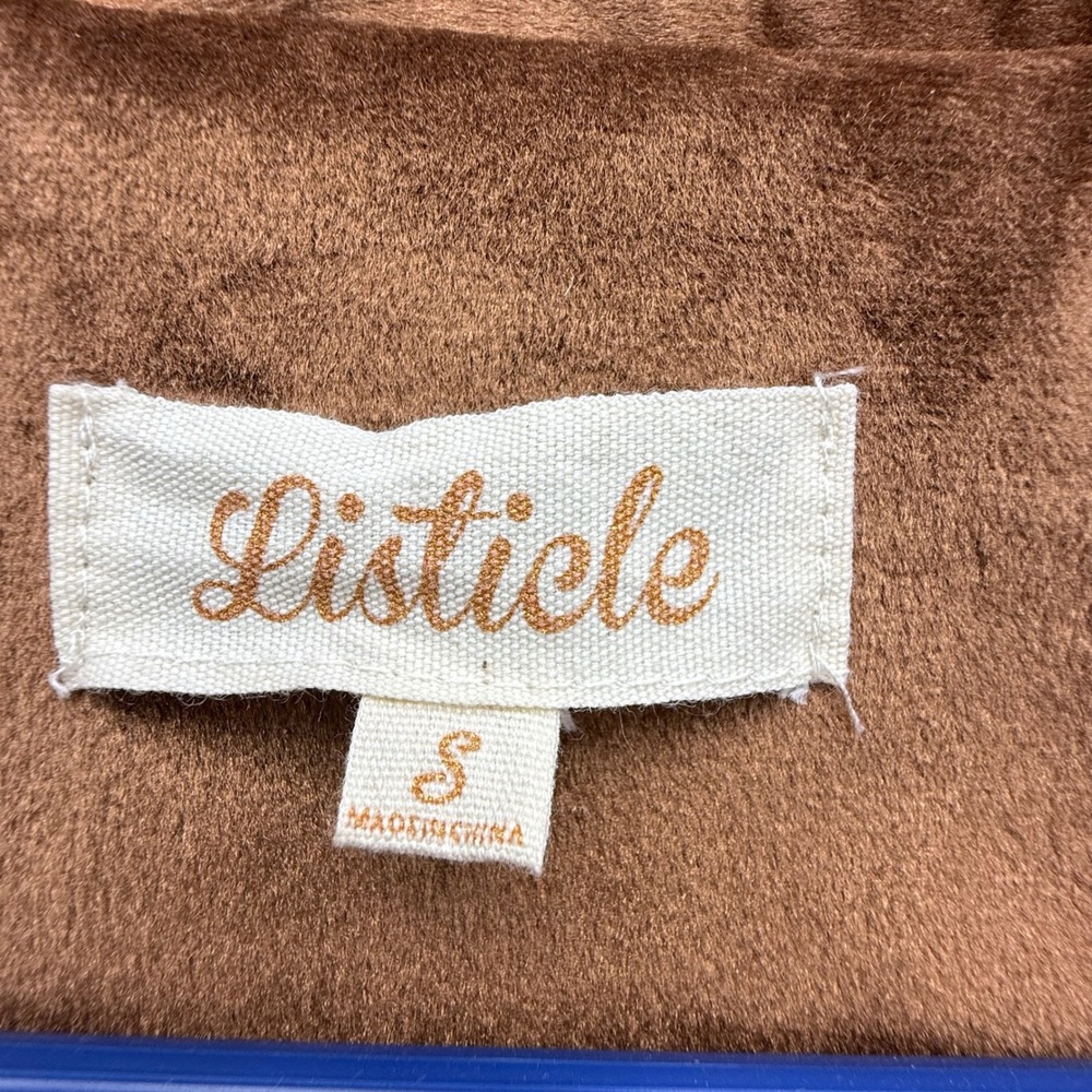 Listicle Faux Suede Long Trench Coat Camel Tan Boho Western Duster Jacket Small - Picture 5 of 14